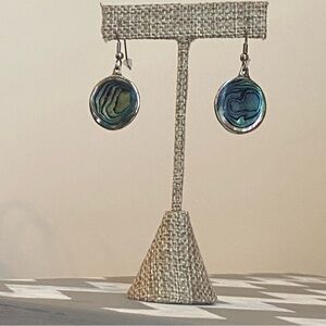 Vintage Mexico Alpaca Silver Abalone Shell Earrings